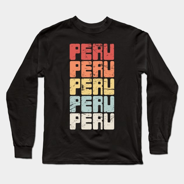 Vintage Peruvian PERU Text Long Sleeve T-Shirt by MeatMan